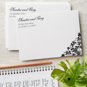 Elegant Black Lace White Damasks Envelope