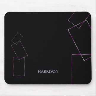 Elegant Black Lavender Geometric Frame Custom Mouse Pad