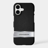 Elegant Black Leather Look with Silver Metal Label