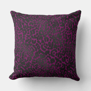 Elegant Black Leopard Animal Print on Pink Cushion