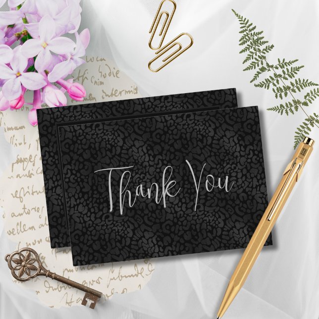 Elegant Black Leopard Print Mr. and Mrs. Wedding Thank You Card (Creator Uploaded)