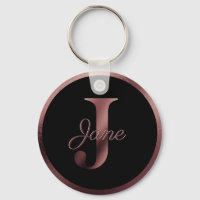 Elegant Black Letter J Rose Gold Metallic Monogram