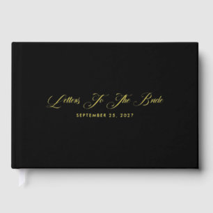 Elegant Black Letters To The Bride Gold Guest Book