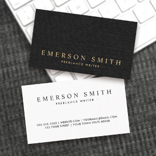 Elegant black linen look classy business card