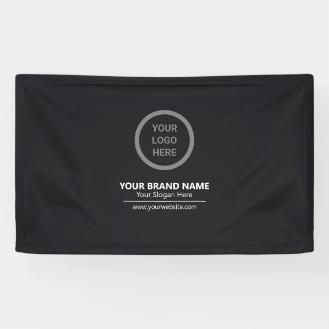 Elegant Black Logo Branding Event Personalised Banner (Horizontal)