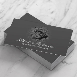 Elegant Black Lotus Flower Beauty Salon & SPA Business Card
