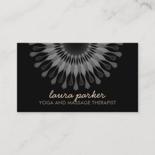 Elegant Black Lotus Flower Yoga Healing Health Business Card