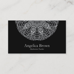 Elegant Black Mandala Business Card Mindfulness