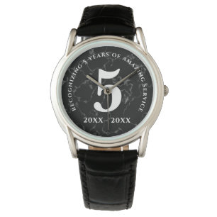 Elegant Black Marble 5 Years Work Anniversary Watch