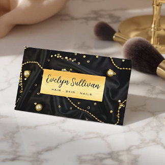 Elegant Black Marble Beauty Salon Business Card