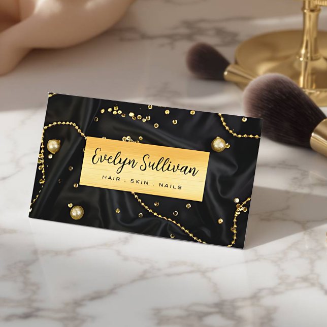 Elegant Black Marble Beauty Salon Business Card (Beauty Salon Business Card)