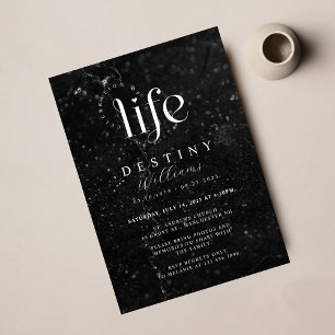 Elegant Black Marble Celebration of Life Funeral Invitation