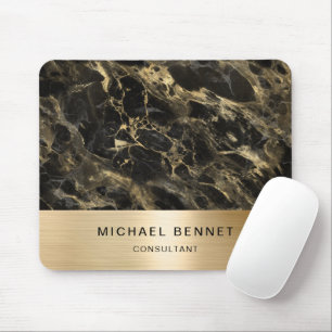 Elegant Black Marble Gold Consultant Business Mouse Pad