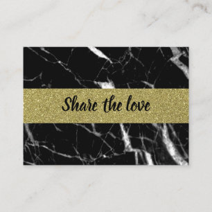 Elegant black marble gold referral card