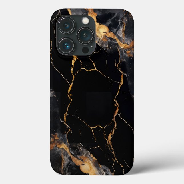 Elegant Black Marble Golden Veins Case-Mate iPhone Case (Back)