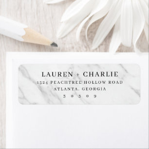Elegant Black Marble Minimalist Return Address Label