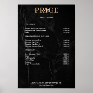 Elegant Black Marble Price List Poster