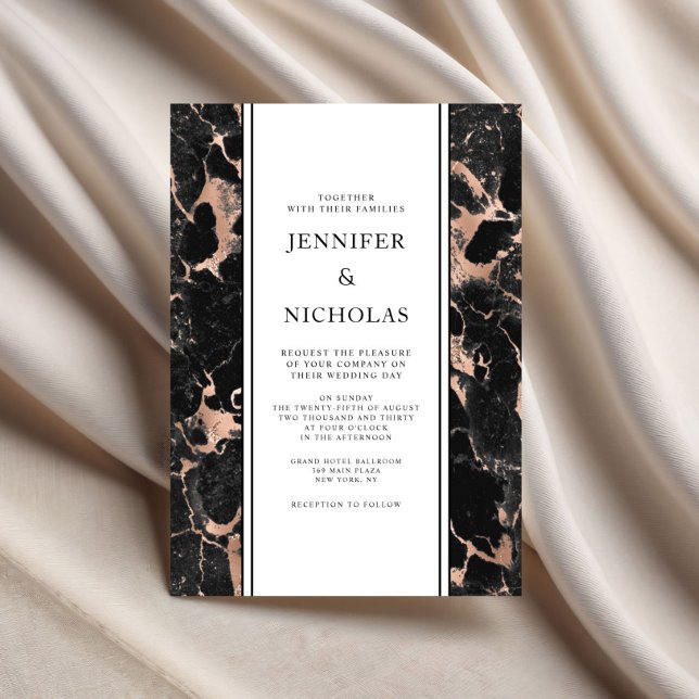 Elegant Black Marble Rose Gold Wedding Invitation (Elegant Black Marble Rose Gold Wedding Invitation)