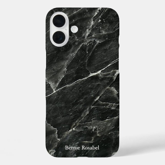 Elegant Black Marble Slab with Name Case-Mate iPhone Case (Back)
