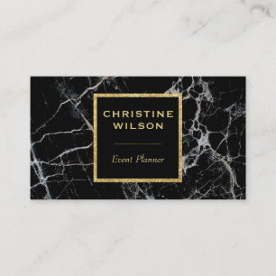 elegant black marble stone business card