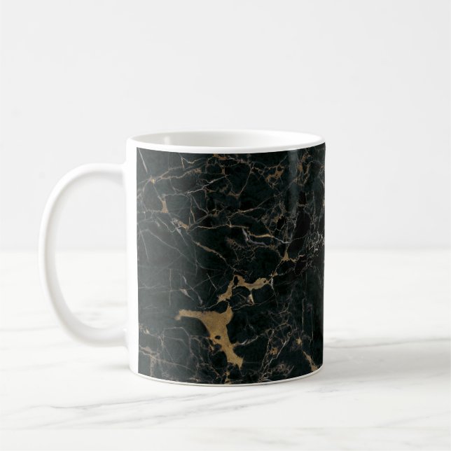 Elegant Black Marble: Textured Background Coffee Mug (Left)