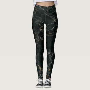Elegant Black Marble: Textured Background Leggings