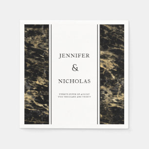 Elegant Black Marble Wedding Napkin