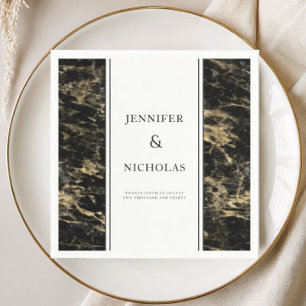 Elegant Black Marble Wedding Napkin