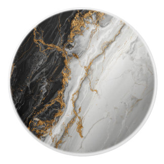 Elegant Black Marble with Gold textured Ceramic Knob