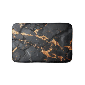 Elegant Black Marble with Gold Veins Modern Art Bath Mat