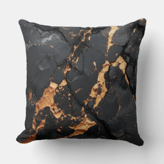 Elegant Black Marble with Gold Veins Modern Art Cushion