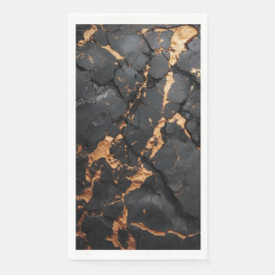 Elegant Black Marble with Gold Veins Modern Art Napkin