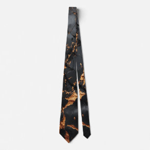 Elegant Black Marble with Gold Veins Modern Art Tie