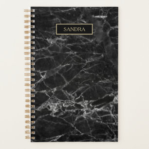 Elegant black marble with name planner