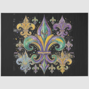 Elegant Black Mardi Gras Colours Decoupage Tissue Paper