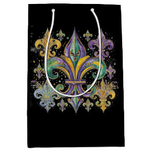 Elegant Black Mardi Gras Colours  Medium Gift Bag