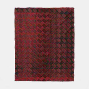 Elegant Black & Maroon Greek Pattern Fleece Blanket