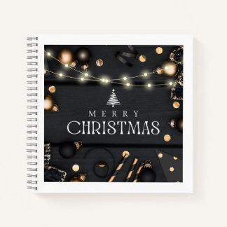 Elegant black marry christmas Spiral Notebook 