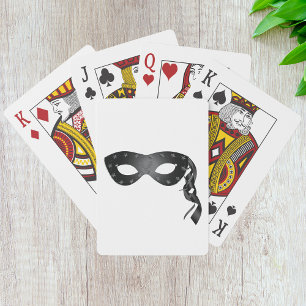 Elegant Black Masquerade Mask with Floral Lace Playing Cards