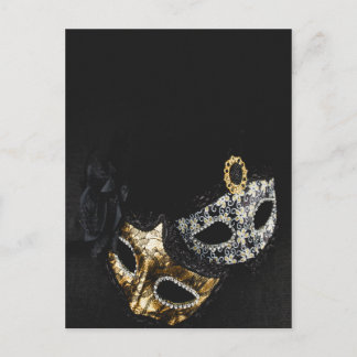 Elegant Black Masquerade, Masque Sweet 16 Invitati Invitation Postcard