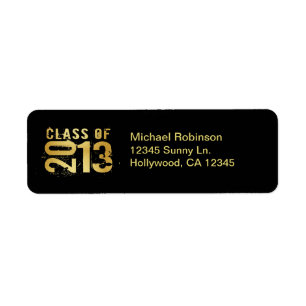 Elegant Black & Metallic Gold Class of 2013 Return Address Label