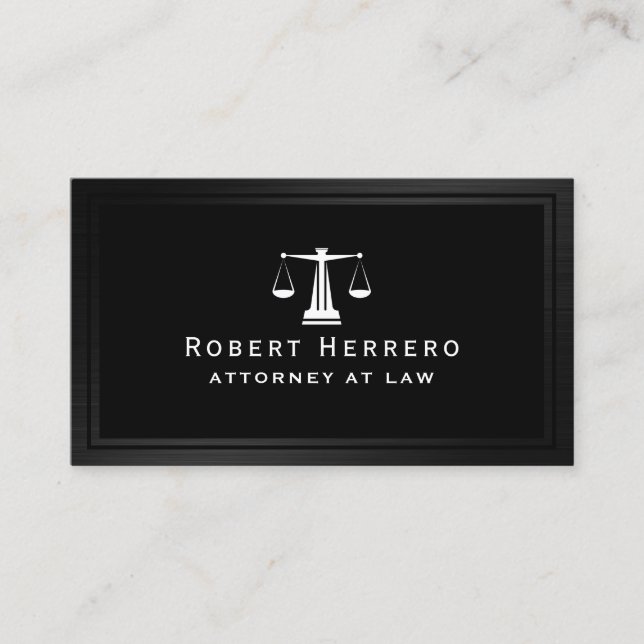 Elegant black metallic legal  business card (Front)