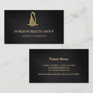 Elegant Black Metallic Real Estate Business Card