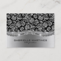 Elegant Black & Metallic Silver Vintage Damasks