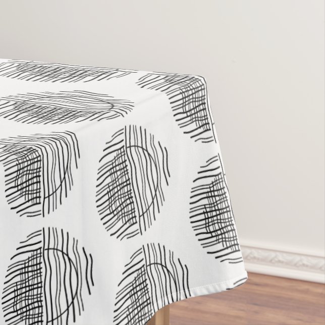 Elegant Black Mid Century Mod Arch Lines Tablecloth (In Situ)