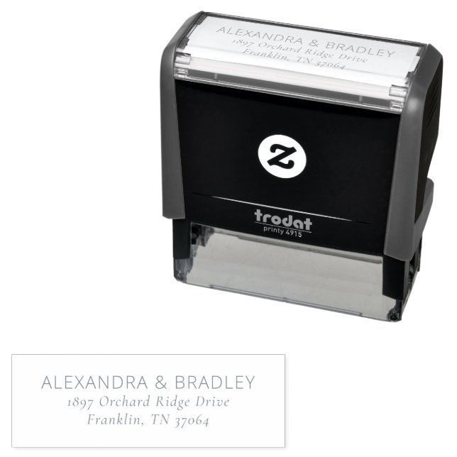 Elegant Black Minimalist Address Self-inking Stamp (In Situ)