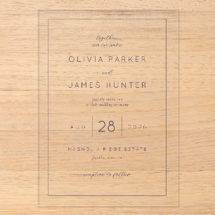 Elegant Black Minimalist Calligraphy Acrylic Invitations