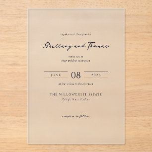 Elegant Black Minimalist Calligraphy Acrylic Invitations