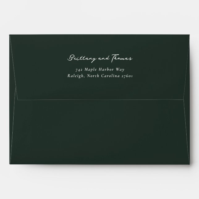 Elegant Black Minimalist Calligraphy Envelope (Back (Top Flap))