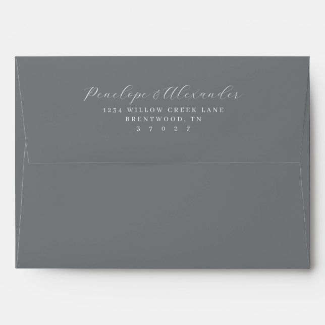 Elegant Black Minimalist Calligraphy Envelope (Back (Top Flap))